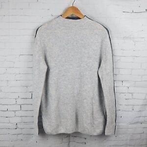 VINCE CAMUTO LIGHT GREY FRONT DARK GREY BACK LONG SLEEVE MOCK CREW NECK SWEATER